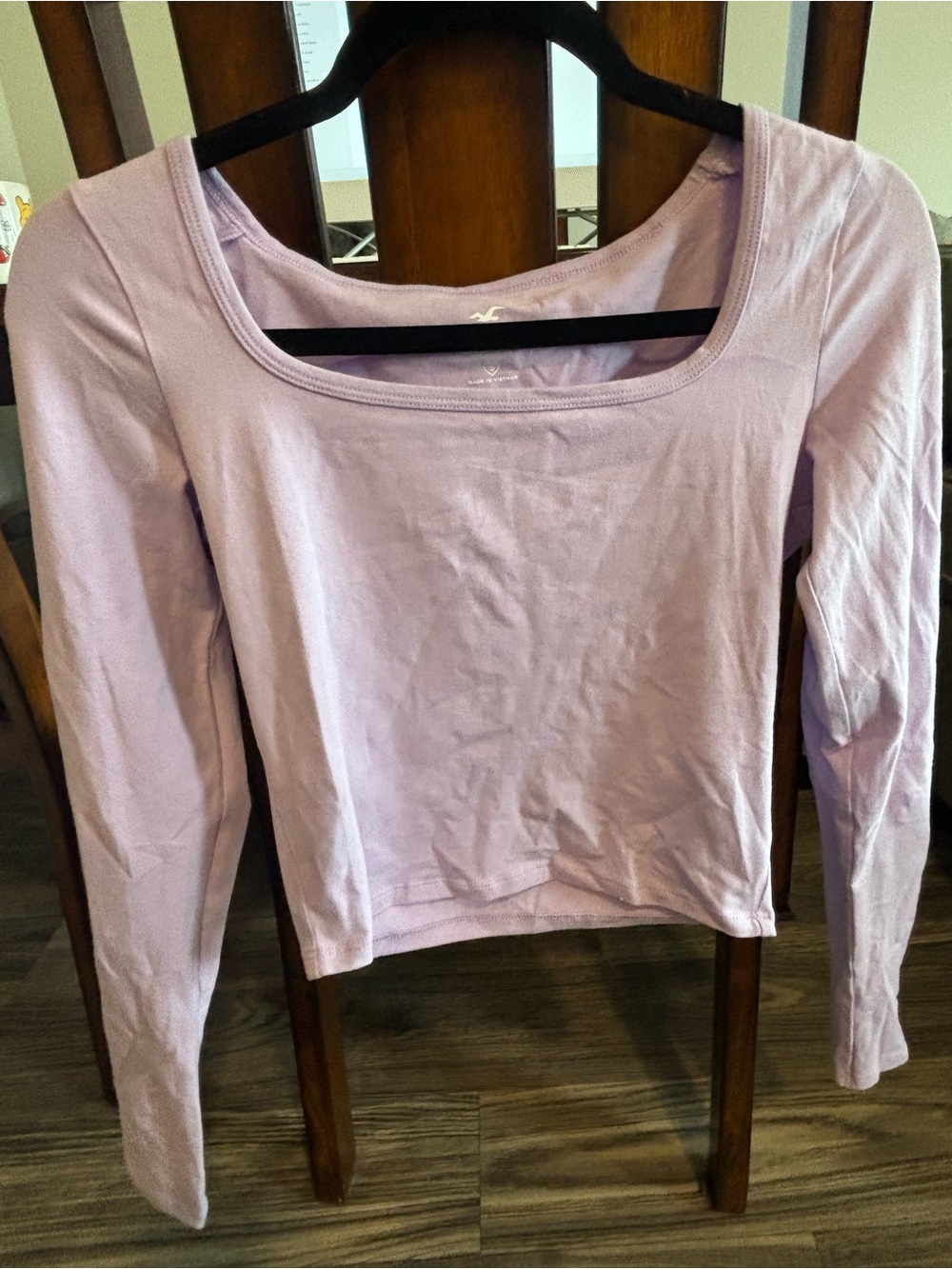 Hollister Lavender Long Sleeve Scoop Neck Top
